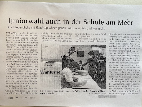 Juniorwahl der Schule der Meer Juniorwahl der Schule der Meer
