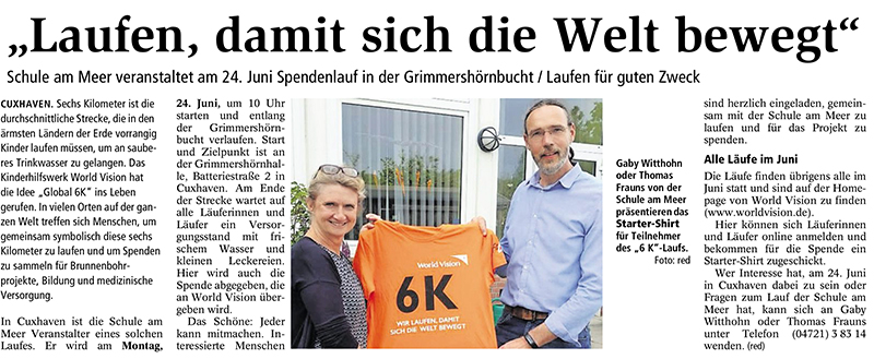 Schule am Meer: 6K-Spendenlauf Schule am Meer: 6K-Spendenlauf