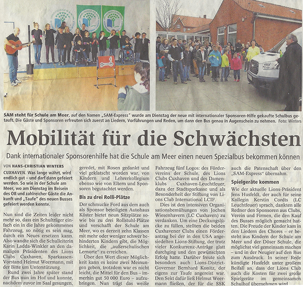 Zeitungsartikel über die Busübergabe Zeitungsartikel über die Busübergabe